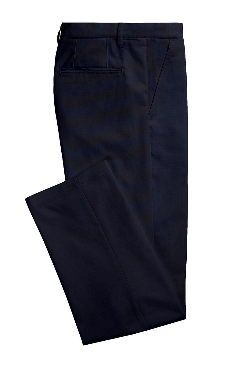 Image of a Mid-Blue & Burgundy Worsted Checks Merino Wool Pants Fabric