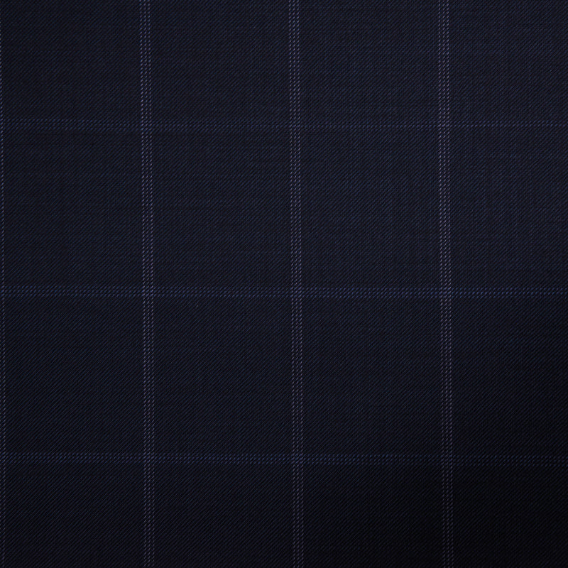 Image of a Mid-Blue & White Worsted Checks Merino Wool Suiting Fabric