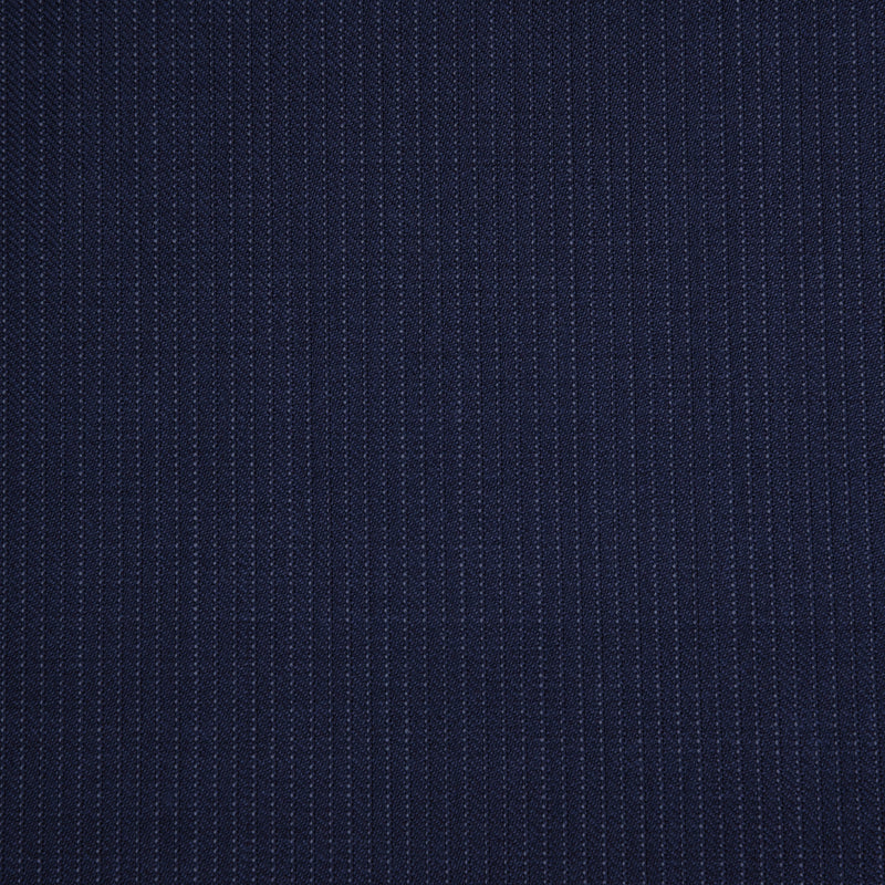 Image of a Mid-Blue & White Worsted Stripes Merino Wool Suiting Fabric