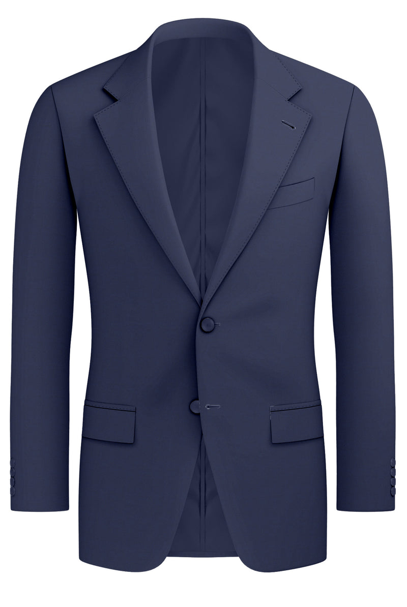 Image of a Mid-Blue Worsted Twill Merino Wool Blazers Fabric