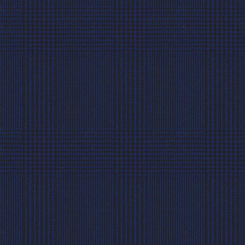 Image of a Midnight-Blue & Black Dobby Checks Cotton Stretch Chinos Fabric