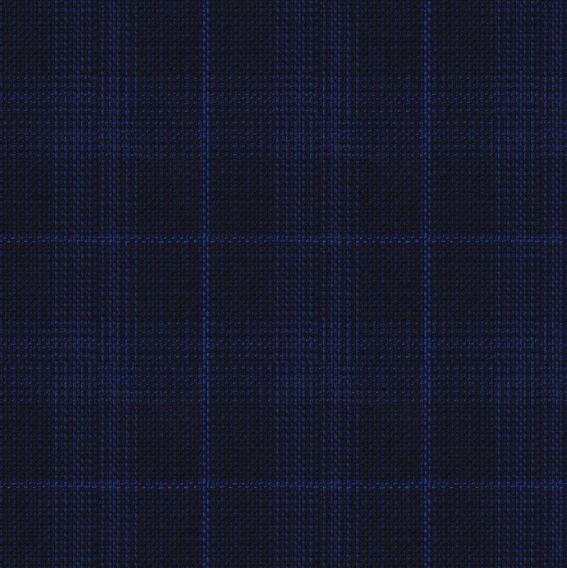 Image of a Midnight-Blue & Blue Worsted Checks Merino Wool Suiting Fabric