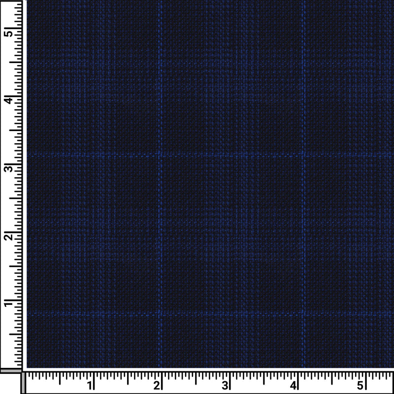 Image of a Midnight-Blue & Blue Worsted Checks Merino Wool Suiting Fabric