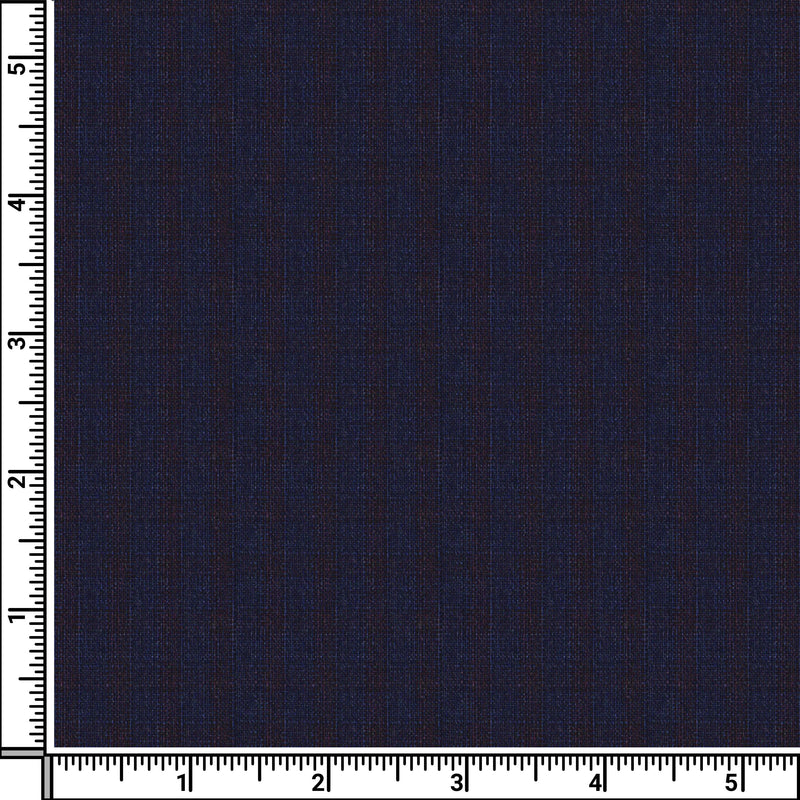 Image of a Midnight-Blue & Burgundy Worsted Checks Merino Wool Pants Fabric