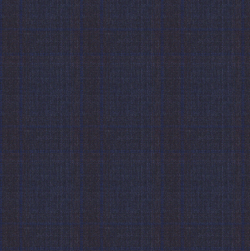 Image of a Midnight-Blue & Burgundy Worsted Checks Merino Wool Suiting Fabric