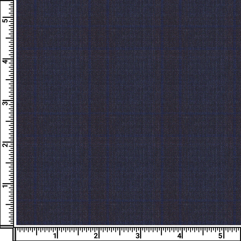 Image of a Midnight-Blue & Burgundy Worsted Checks Merino Wool Suiting Fabric