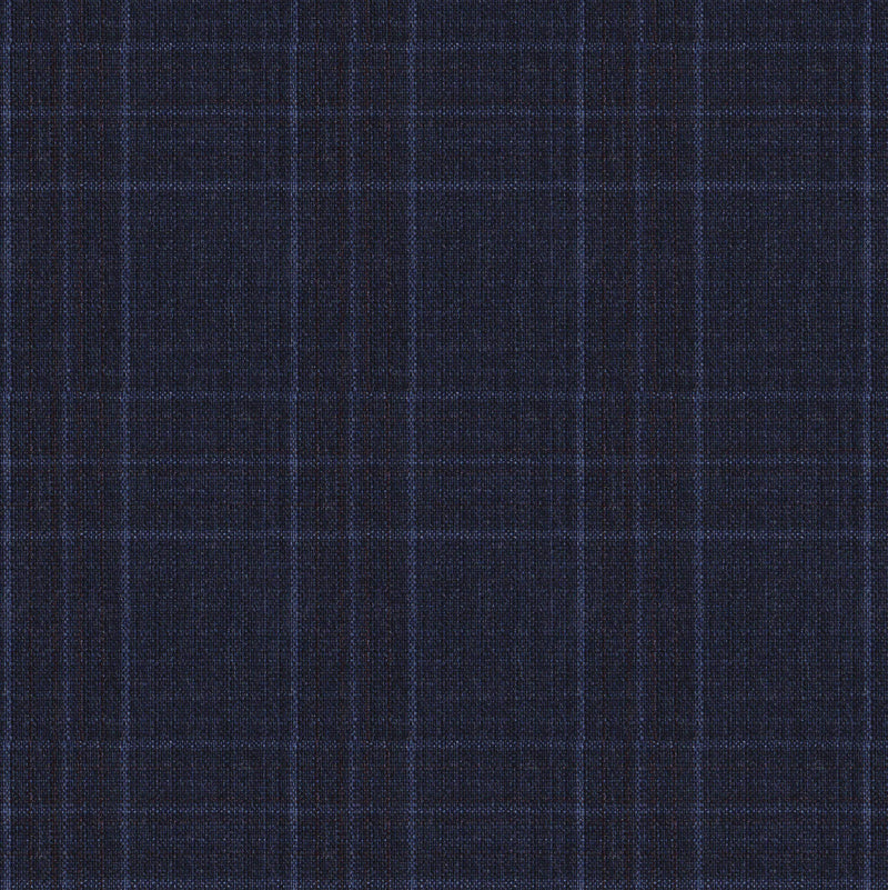 Image of a Midnight-Blue & Burgundy Worsted Checks Merino Wool Suiting Fabric