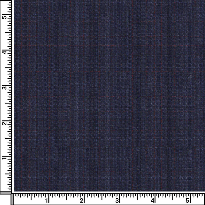 Image of a Midnight-Blue & Burgundy Worsted Checks Merino Wool Suiting Fabric