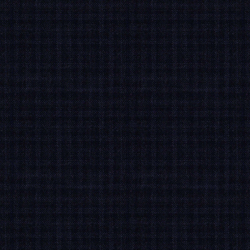 Image of a Midnight-Blue & Charcoal Worsted Checks Merino Wool Suiting Fabric