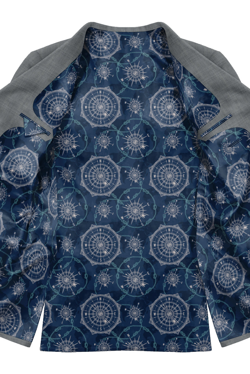 Image of a Midnight-Blue & Silver Satin Prints Poly Viscose Lining Fabric