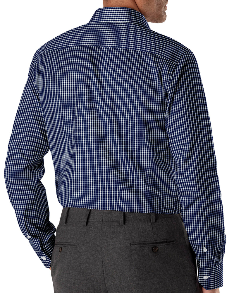 Image of a Midnight-Blue & White Twill Checks Giza Cotton Shirting Fabric