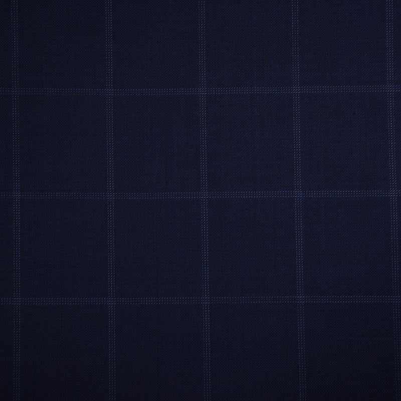 Image of a Midnight-Blue & White Worsted Checks Merino Wool Blazers Fabric