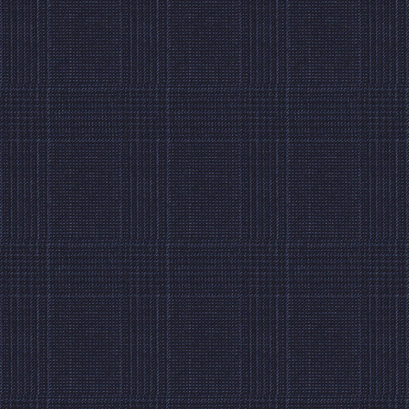 Image of a Midnight-Blue & White Worsted Checks Merino Wool Pants Fabric