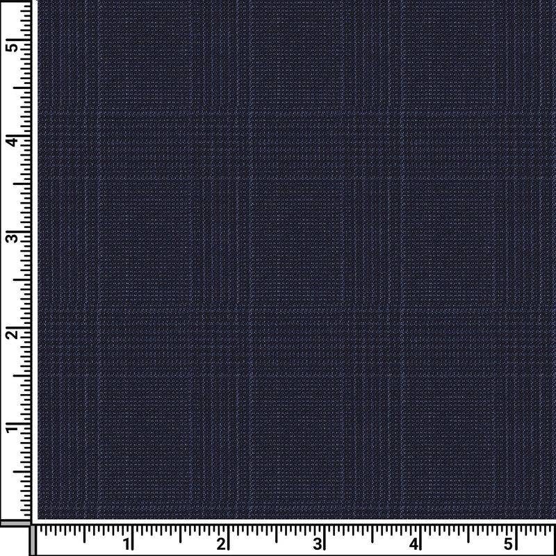 Image of a Midnight-Blue & White Worsted Checks Merino Wool Pants Fabric
