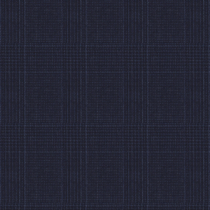 Image of a Midnight-Blue & White Worsted Checks Merino Wool Suiting Fabric