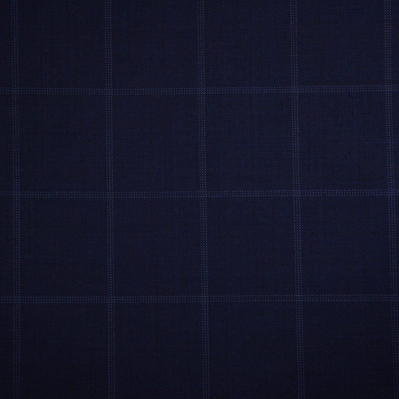 Image of a Midnight-Blue & White Worsted Checks Merino Wool Suiting Fabric