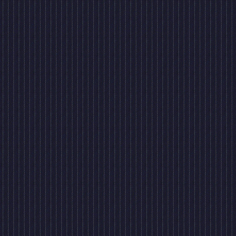 Image of a Midnight-Blue & White Worsted Stripes Merino Wool Suiting Fabric