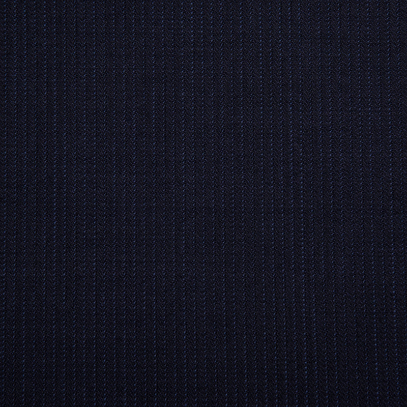 Image of a Midnight-Blue & White Worsted Stripes Merino Wool Suiting Fabric