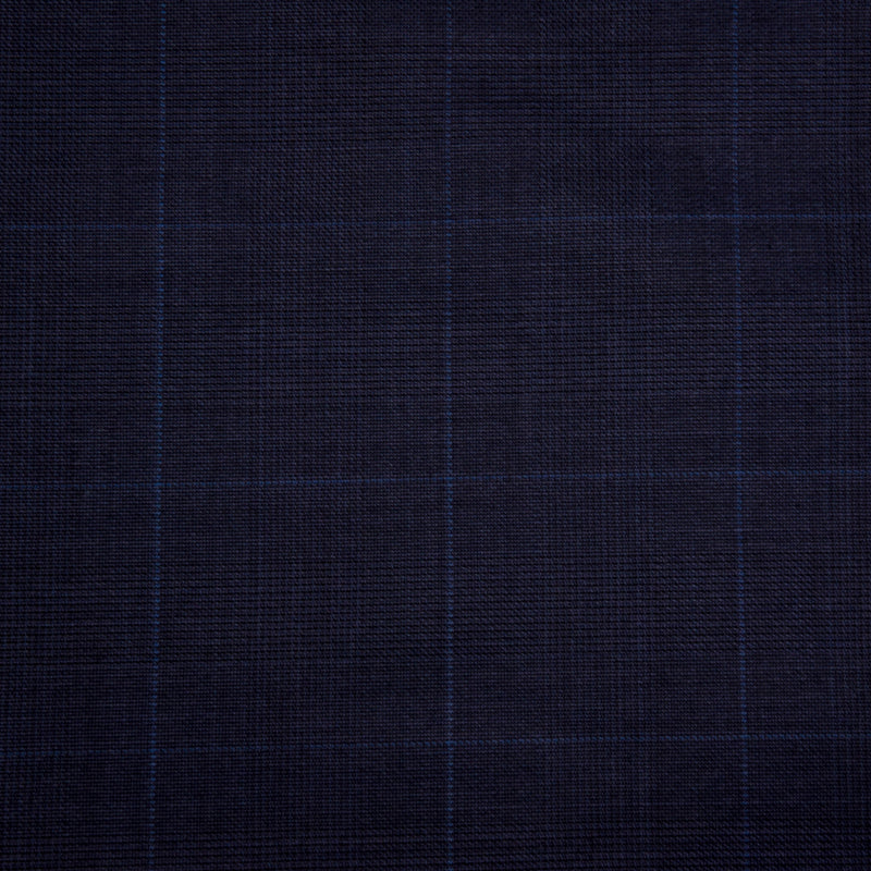 Image of a Midnight-Blue Worsted Checks Merino Wool Pants Fabric