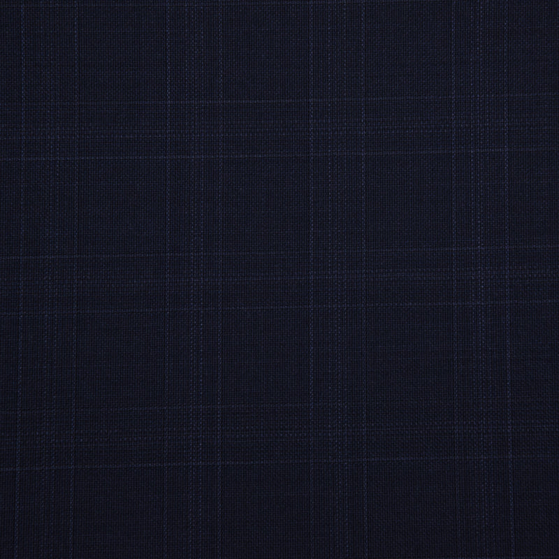 Image of a Midnight-Blue Worsted Checks Merino Wool Pants Fabric