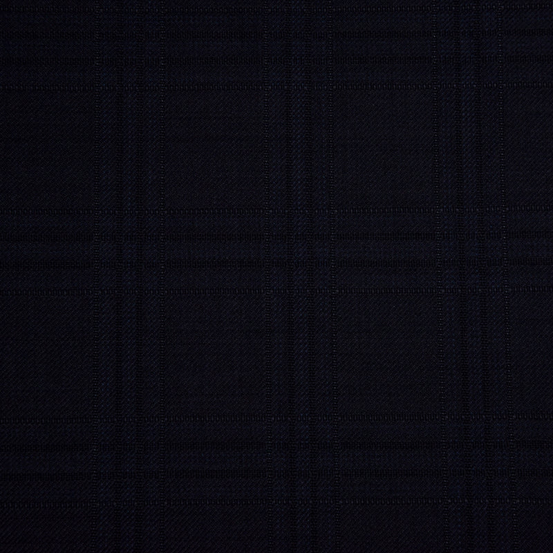 Image of a Midnight-Blue Worsted Checks Merino Wool Pants Fabric