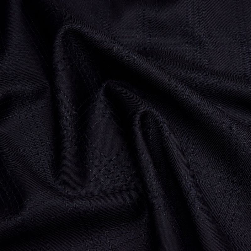 Image of a Midnight-Blue Worsted Checks Merino Wool Pants Fabric