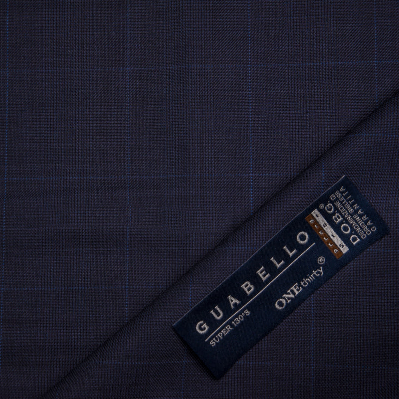 Image of a Midnight-Blue Worsted Checks Merino Wool Suiting Fabric