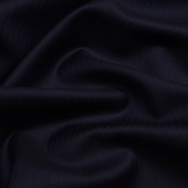 Image of a Midnight-Blue Worsted Herring Bone Merino Wool Pants Fabric