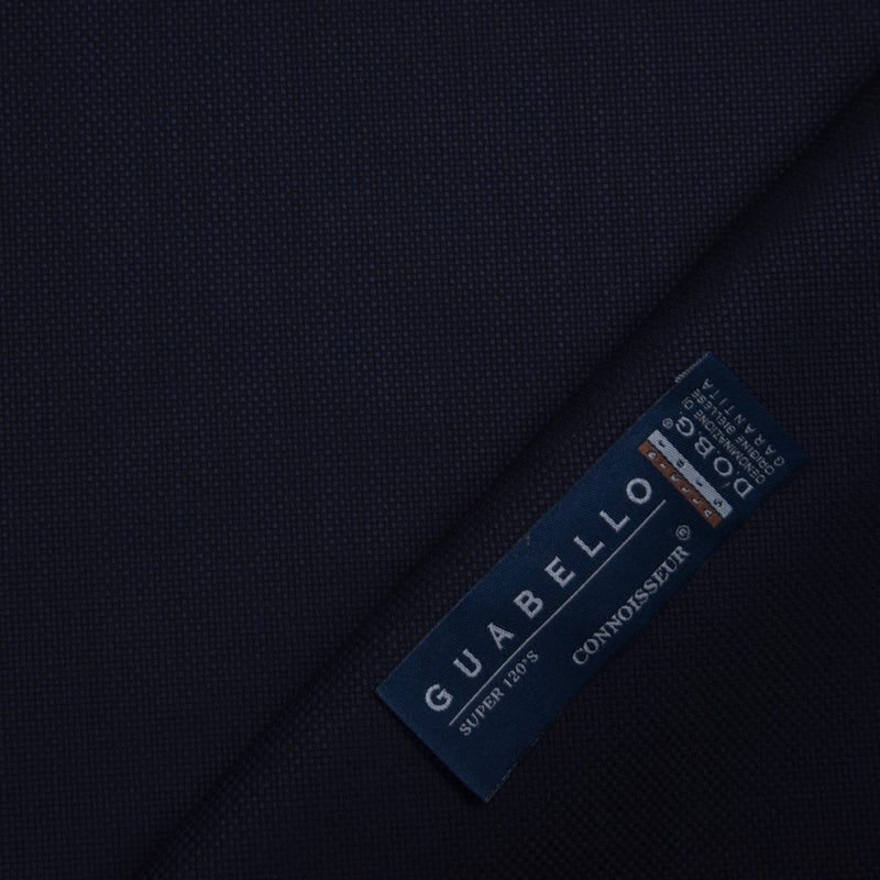 Image of a Midnight-Blue Worsted Micropattern Merino Wool Suiting Fabric