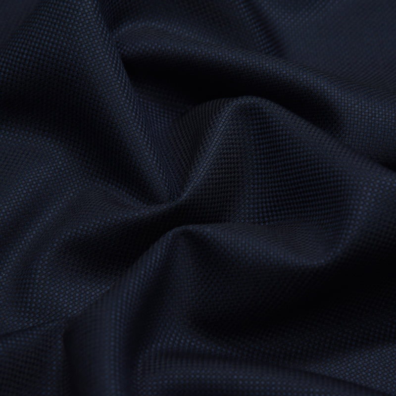 Image of a Midnight-Blue Worsted Micropattern Merino Wool Suiting Fabric