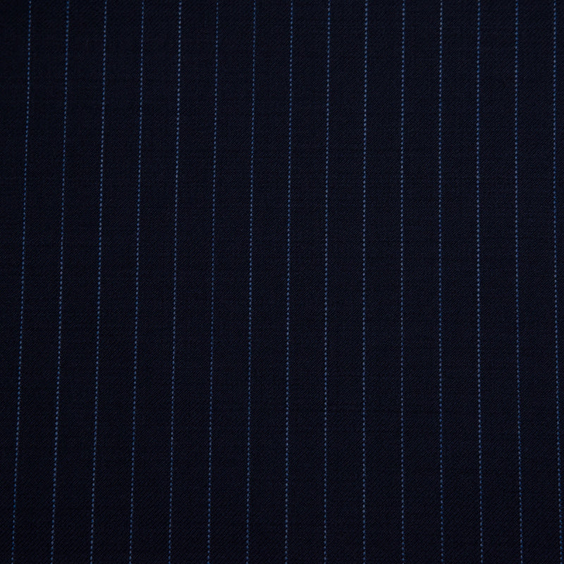 Image of a Midnight-Blue Worsted Stripes Merino Wool Pants Fabric