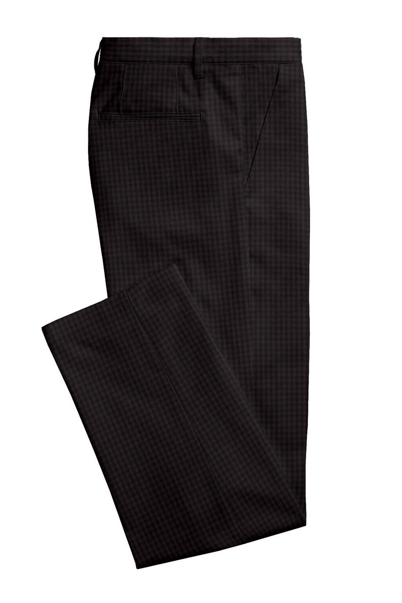 Image of a Mustard & Black Worsted Checks Merino Wool Pants Fabric