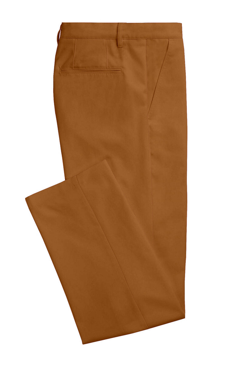 Image of a Mustard Poplin Solids Cotton Stretch Chinos Fabric