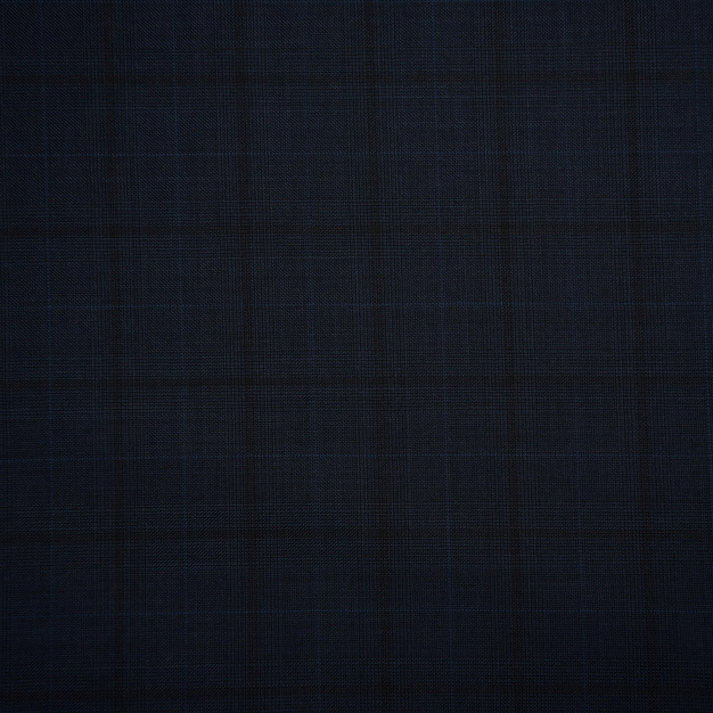 Image of a Navy-Blue & Black Worsted Checks Merino Wool Blazers Fabric