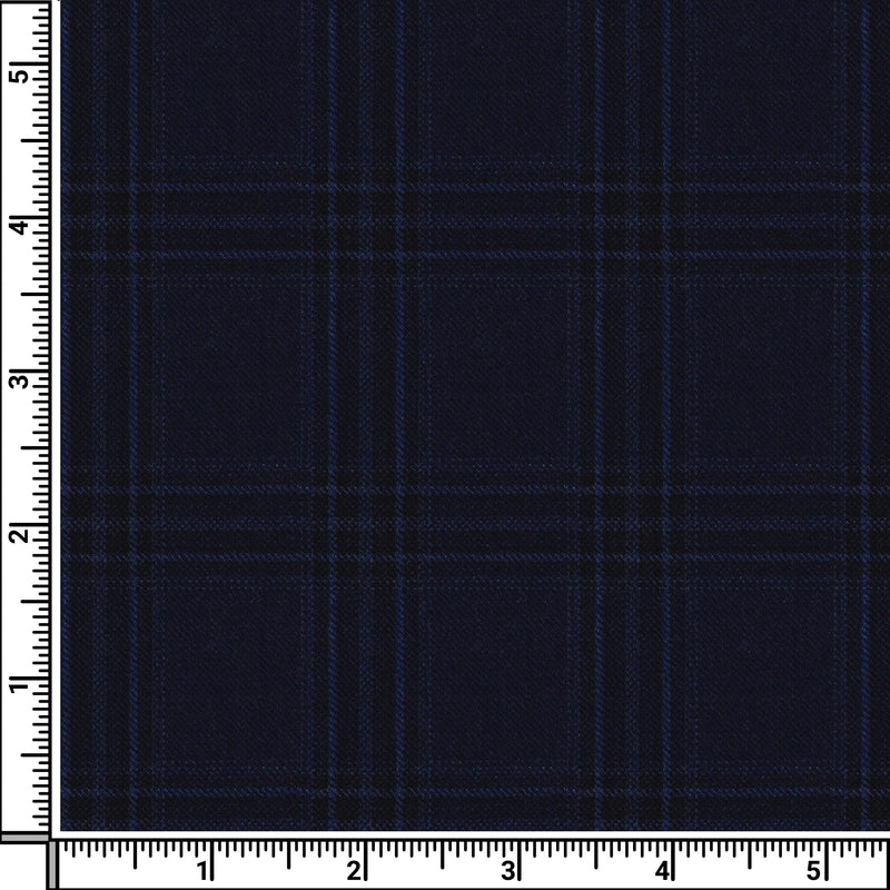 Image of a Navy-Blue & Black Worsted Checks Merino Wool Blazers Fabric