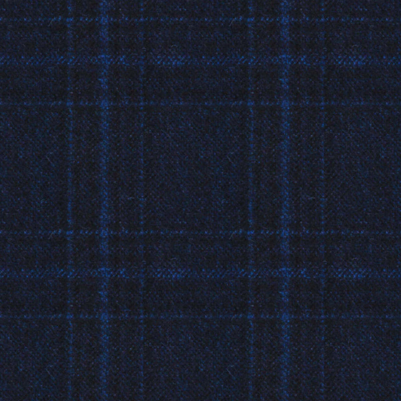 Image of a Navy-Blue & Blue Flannel Checks Merino Wool Blazers Fabric