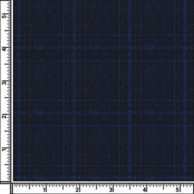 Image of a Navy-Blue & Blue Flannel Checks Merino Wool Blazers Fabric