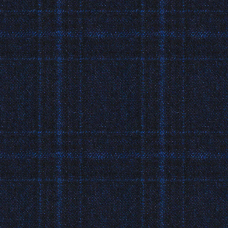 Image of a Navy-Blue & Blue Flannel Checks Merino Wool Pants Fabric
