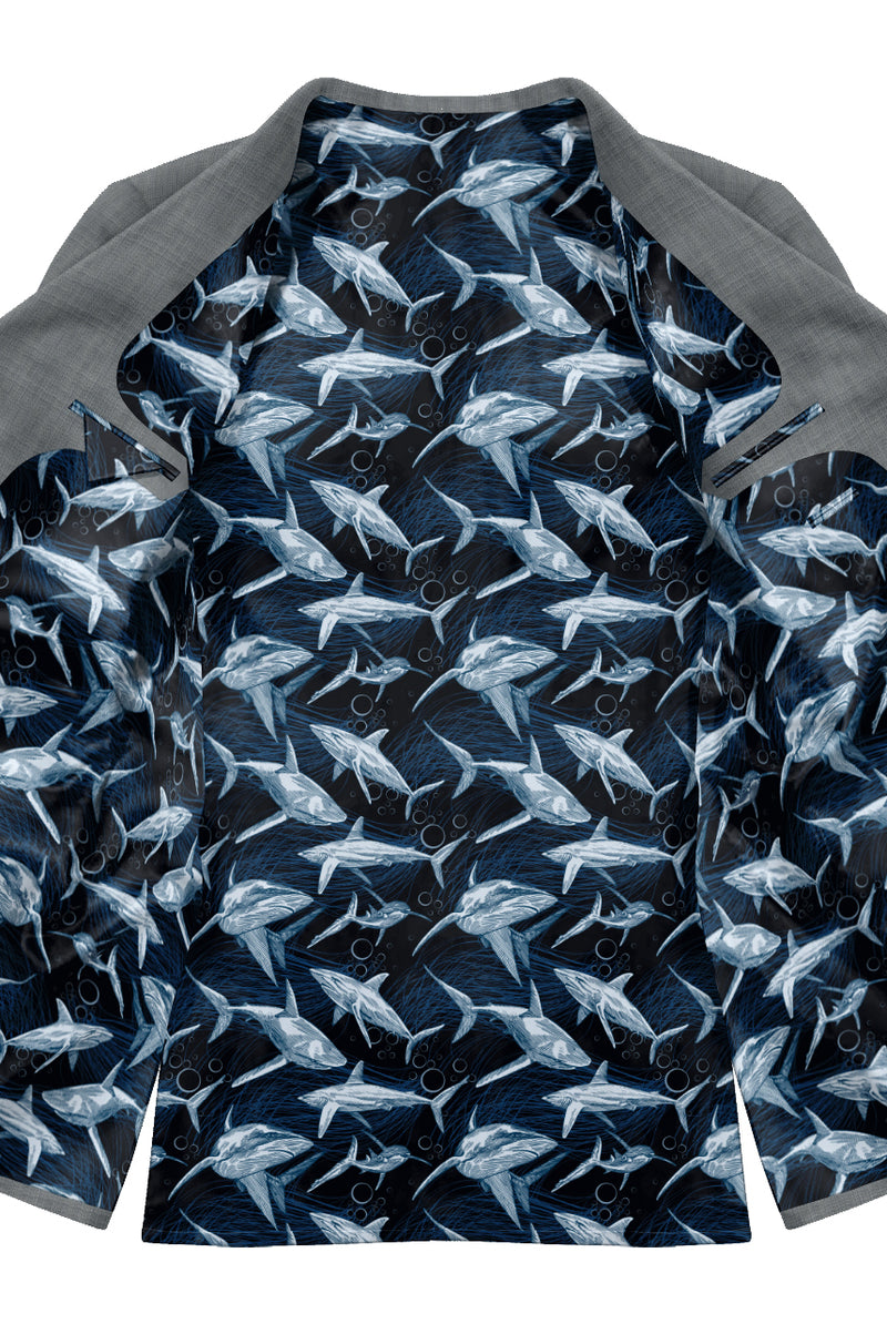 Image of a Navy-Blue & Blue Satin Prints Poly Viscose Lining Fabric