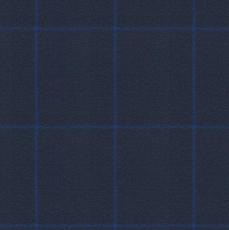 Image of a Navy-Blue & Blue Worsted Checks Merino Wool Pants Fabric