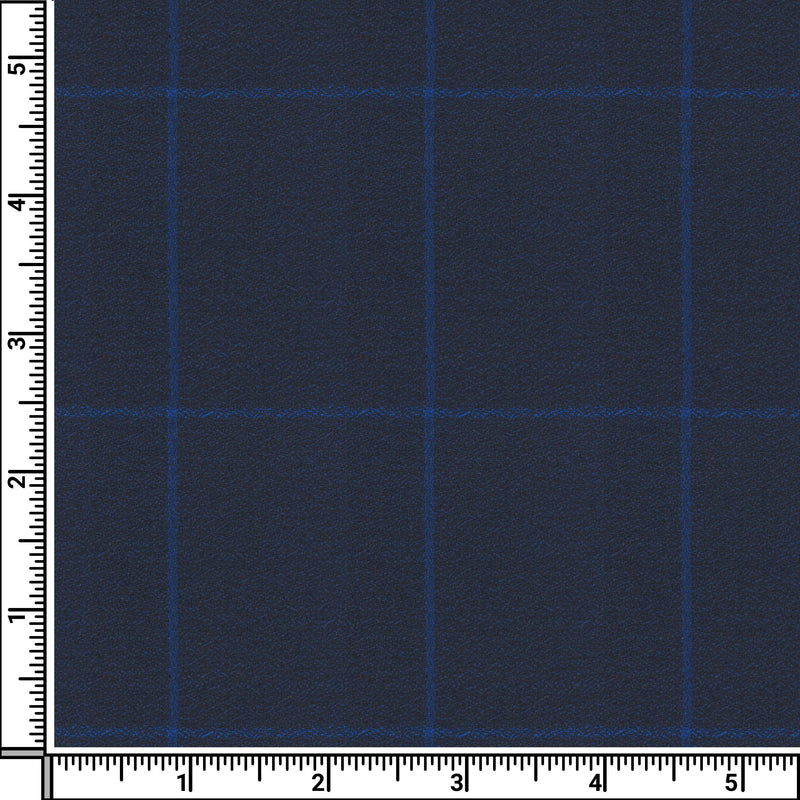 Image of a Navy-Blue & Blue Worsted Checks Merino Wool Pants Fabric