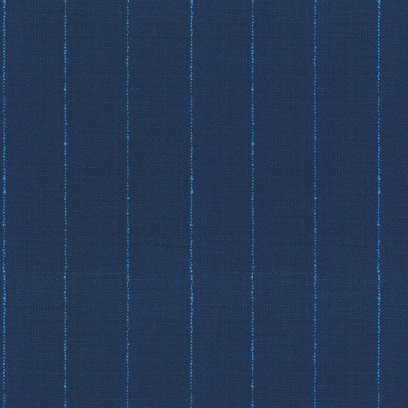 Image of a Navy-Blue & Blue Worsted Stripes Merino Wool Pants Fabric