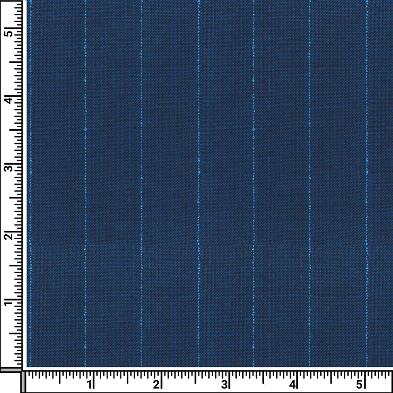 Image of a Navy-Blue & Blue Worsted Stripes Merino Wool Suiting Fabric