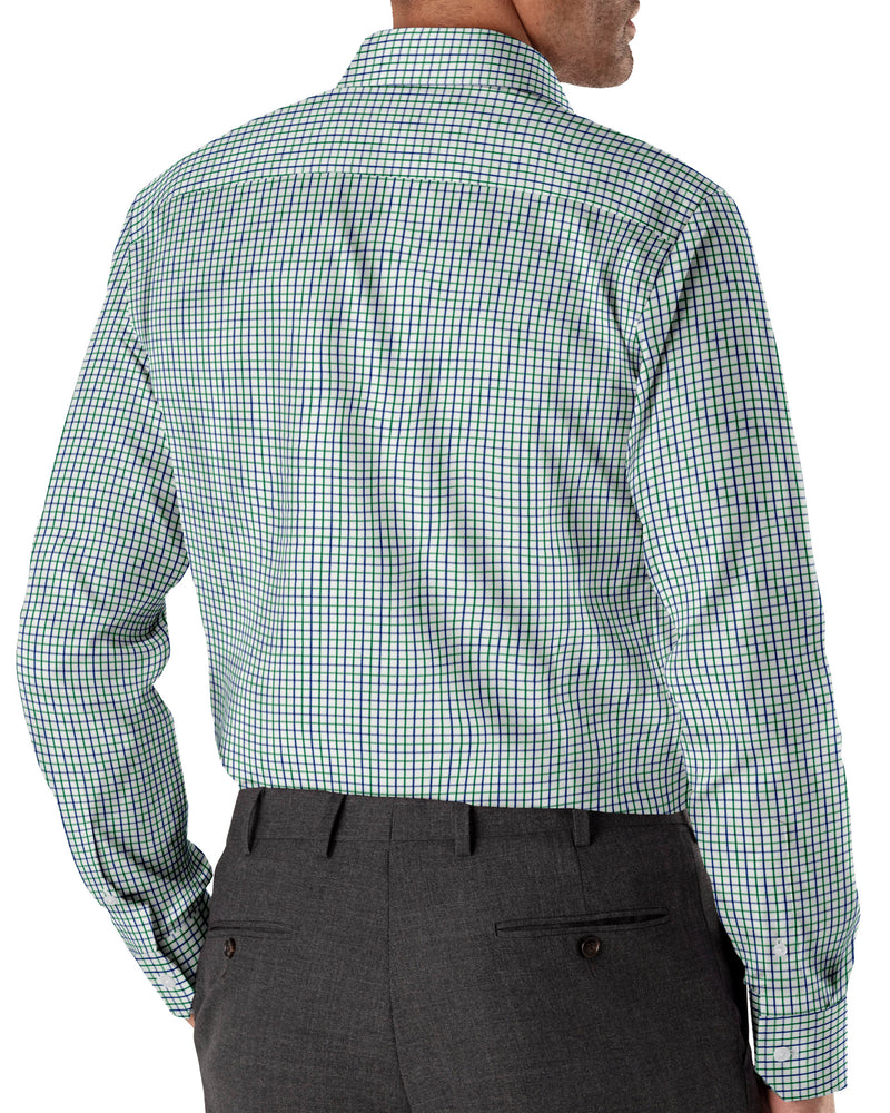 Image of a Navy-Blue & Green Twill Checks Giza Cotton Shirting Fabric