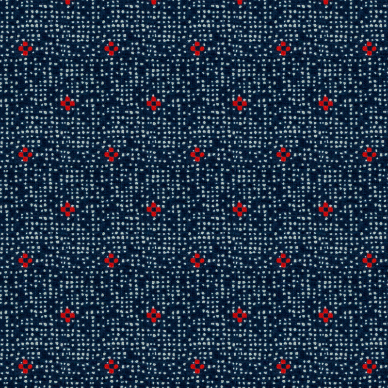 Image of a Navy-Blue & Red Poplin Prints Giza Cotton Shirting Fabric