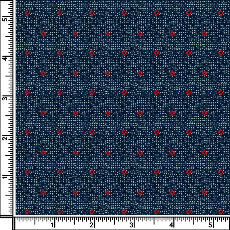 Image of a Navy-Blue & Red Poplin Prints Giza Cotton Shirting Fabric