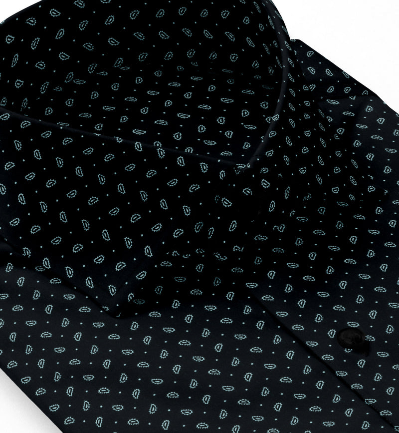 Image of a Navy-Blue & White Poplin Prints Giza Cotton Shirting Fabric