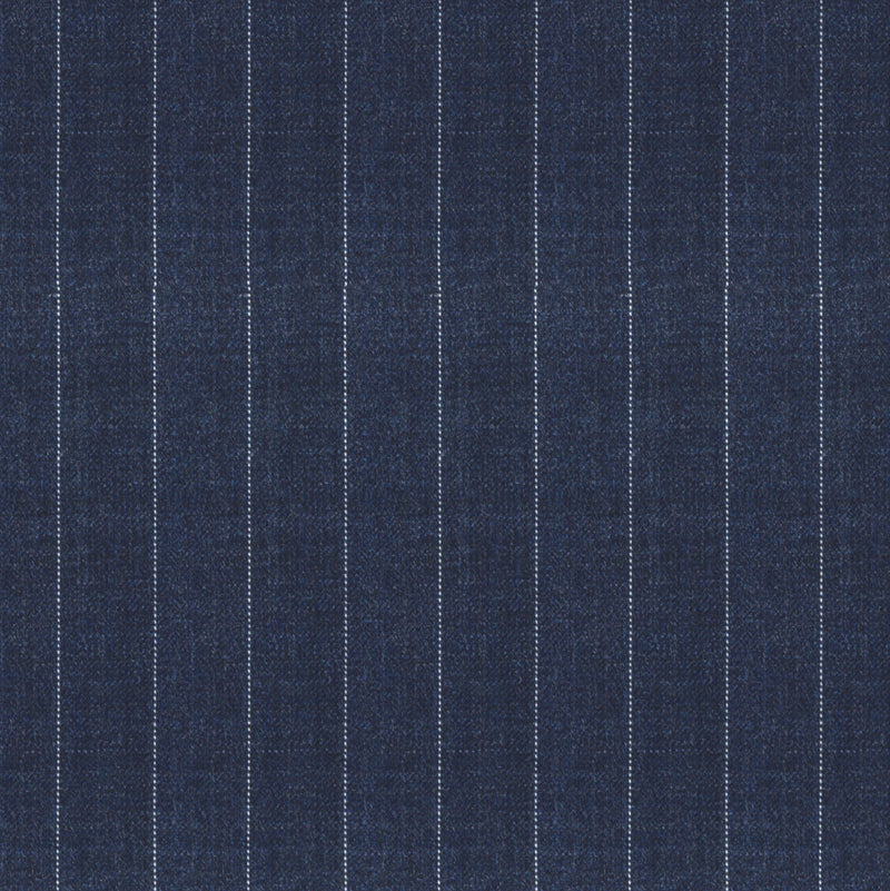 Image of a Navy-Blue & White Worsted Stripes Merino Wool Pants Fabric