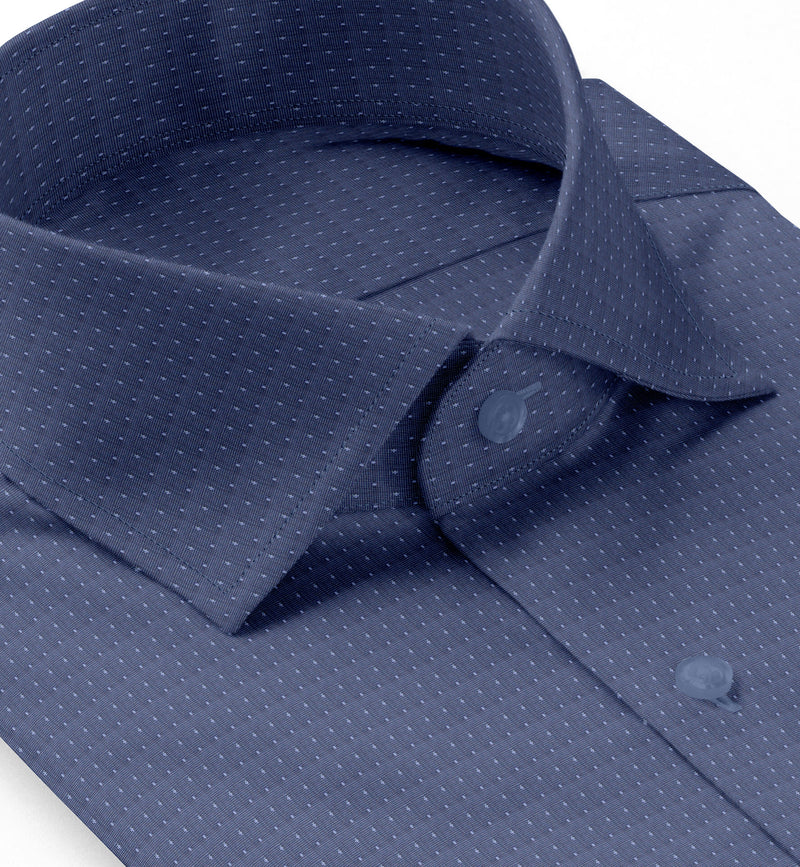 Image of a Navy-Blue Dobby Micropattern Giza Cotton Shirting Fabric