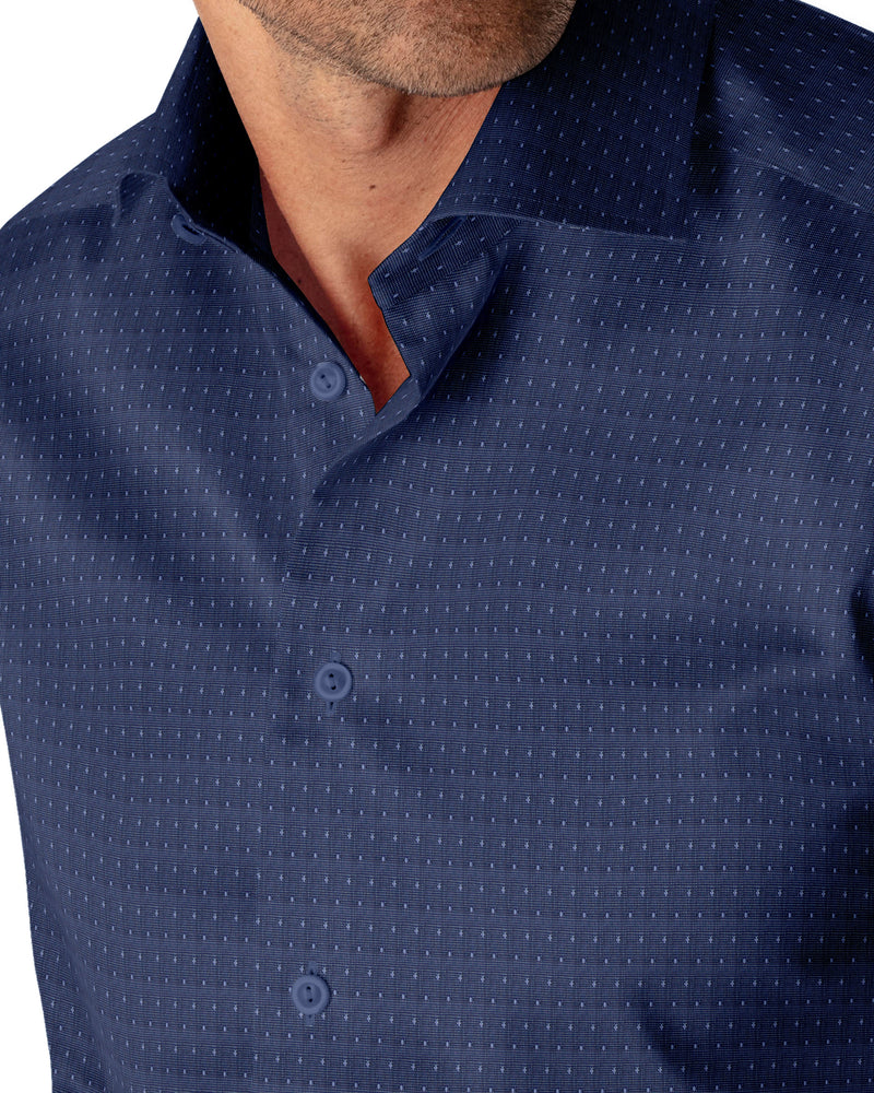 Image of a Navy-Blue Dobby Micropattern Giza Cotton Shirting Fabric